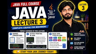 Java Full Course Lecture 3 Naming Conventions Output Printing in Java and Basic Data Types