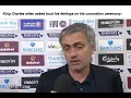 King Charles wojak mask outside ft Jose Mourinho