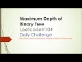 Maximum Depth of Binary Tree Leetcode 104 leetcode solution