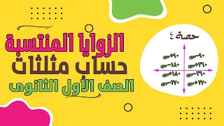 الزوايا المنتسبة جذء اول حساب مثلثات الصف الاول الثانوى 2024 