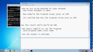 First Java Program using Notepad