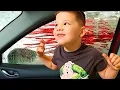DRIVE-THRU CAR WASH with CALEB MOM and DAD washing the car at Drive-THROUGH the REAL CAR WASH
