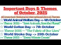 Lagu Days and Themes of October 2025 | October Days and Themes | Important Days of October 2025 #totansid