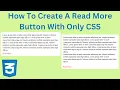 How To Create A Read More Button Using HTML And CSS Only