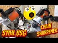 How to sharpen chainsaw chains on a Stihl USG grinder Learn which angles to sharpen chains with