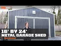 TMG Industrial 16 x 24 Metal Garage Shed - TMG-MS1624