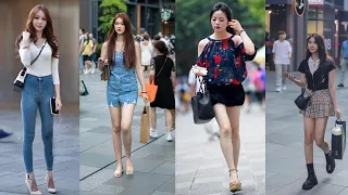Pretty women walking down the street❣️let's see beautiful girl on the road at night