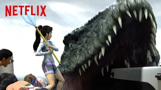 face to face with a mosasaurus jurassic world camp cretaceous netflix family