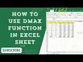 How To Use Dmax Function In Excel Sheet