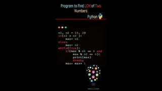 Program to Find LCM of Two Number Program To Calculate LCM Of Two Numbers Python Tutorials