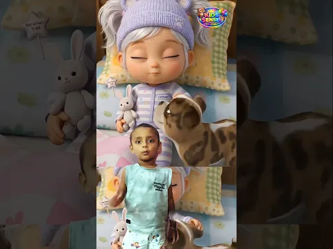 Cute Puppy Waking Up Sleeping Baby Animation Reaction | Kids Sense Fun