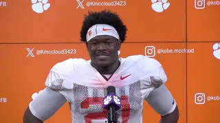 Kobe McCloud says Clemson offense is pushing them in camp