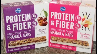 Kroger Protein Fiber Greek Yogurt Coated Granola Bars Almond Cherry Raspberry Vanilla Review