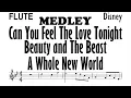 MEDLEY Flute Can You Feel the Love Tonight Beauty and the Beast A Whole New World Sheet Partitura