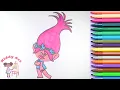 Draw and Color Poppy from Trolls Kids Art