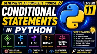 Conditional Statements in Python if elif else Ternary Gen AI Course Lecture 11