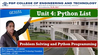 Python List - GE3151 Problem Solving and Python Programming