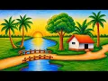 How to draw easy scenery drawing beautiful village landscape scenery step by step