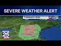 Weather Alert Thursday Severe thunderstorm risk with rare chance of tornado
