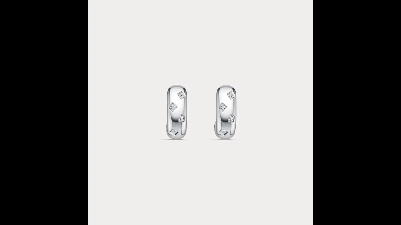Scattered Lab-Grown Diamond Huggie Hoop Earrings in Sterling Silver