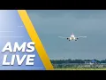 Showery windy arrivals at Amsterdam Schiphol Airport AMS LIVE