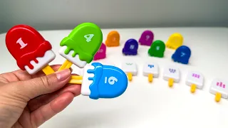 Aprendiendo los números con paletas heladas.  Contando del 1 al 10.  Video divertido para niños.