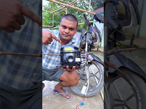 Making Homemade Bike Air Pump + Compressor Motor⚡#shots #project #experiment #diy #sujanexperiment