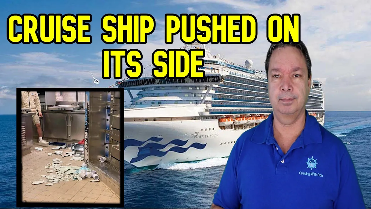 PASSENGERS PANIC AS WIND PUSHES CRUISE SHIP ON IT'S SIDE