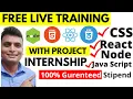 Free Live Full Stack React Node Javascript Css Training With Certificate Internship For Students