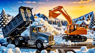 Toy Vehicles Rescue a Snowman! Fire Truck, Police Car & Snowplow Adventure