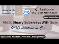 930 Binary Subarrays With Sum O N Sliding Window Prefix Sum C Leetcode DCC