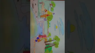 رسم جميل عن الريف المصري 