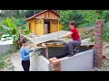 Timelapse Log Cabin Construction: Building Brick Columns to Support a Water Tank Roof