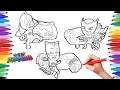 PJ MASKS VEHICLES Coloring Pages for Kids How to Color All PJ Masks and All their Vehicles