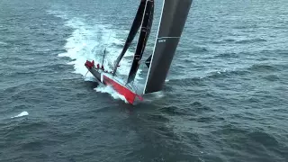 100ft record breaking yacht Comanche on a test sail