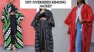 diy how to cut and sew an oversized kimono jacket with long sleeves 