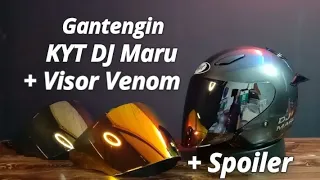 paket ganteng helm kyt dj maru gunmet visor venom silver spoiler
