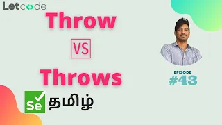 Throw VS Throws Selenium Selenium Tamil Tutorial