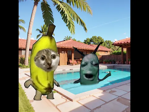 Banana Cat Didn't Know Who Lived In His Pool