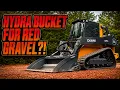 Hydra Bucket Grading Red Gravel Grinding Asphalt Millings in Central Wisconsin