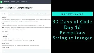 Exceptions - String to Integer HackerRank Day 16 Python