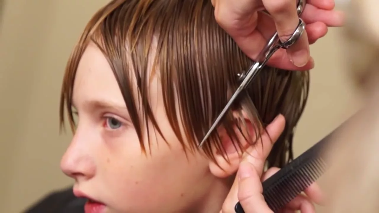 Boy's Medium Length Razor Haircut
