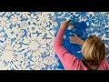 How to Stencil a DIY Hand Painted Watercolor Feature Wall Art with Flower Wall Stencils
