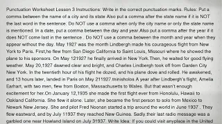 Punctuation Worksheet Lesson 3 Instructions Write in the correct punctuation marks Rules Put a co