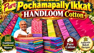 💥 Pure Handloom Cotton Sarees | 120 Counts Pochampally Ikkat Collection | Pure Cotton Sarees |