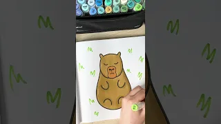 Satisfying Coloring ASMR Super Easy Cute Capybara Colouring Page Speed Coloring