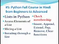 Lists in Python Slicing Iterating Extending Lists Insert Append Pop Remove Clear Methods