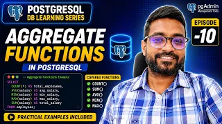 Learn PostgreSQL Aggregate Functions COUNT SUM AVG MIN MAX SQL Tutorial Episode 10
