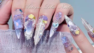 로판 여주가 셀프네일을 한다면..💜 아트 디자인 하는법✍🏻 드릴 제거 | 케어 | 연장 리페어 | 파츠 만들기 | 자석네일 | ASMR