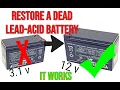 Restore a 12v dead lead-acid battery YES IT WORKS